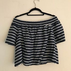 Topshop off the shoulder striped crop top